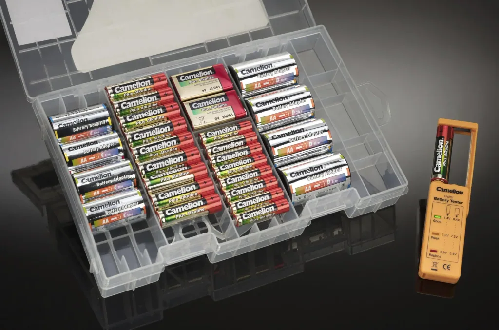 Plus Alkaline Battery Box with Battery Tester and Adapter - 29 pieces