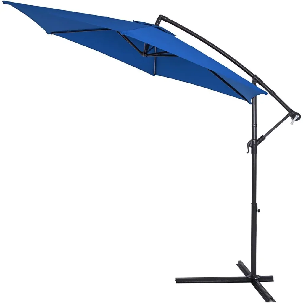 Foldable aluminum parasol blue with pendulum Ø 330 cm