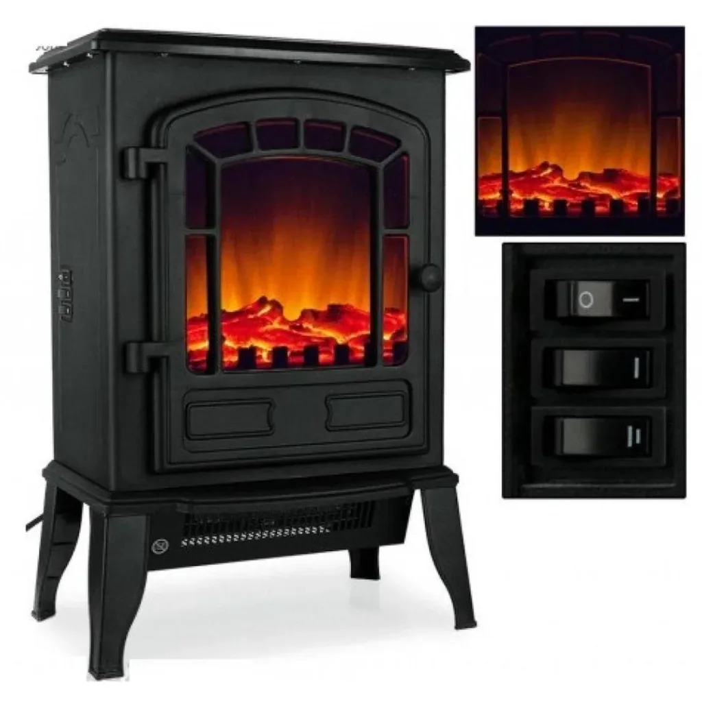 Electric fireplace with open flame effect 2000 Watt - Black