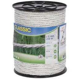 Classic fence wire, 6 mm white, 200 m, 6 x 0.40 mm stainless steel