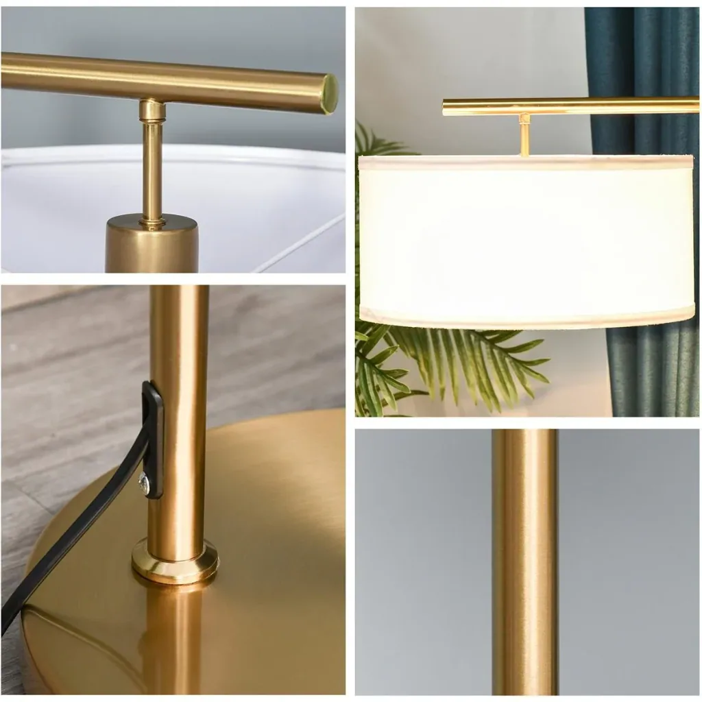 Floor lamp with linen shade gold/white