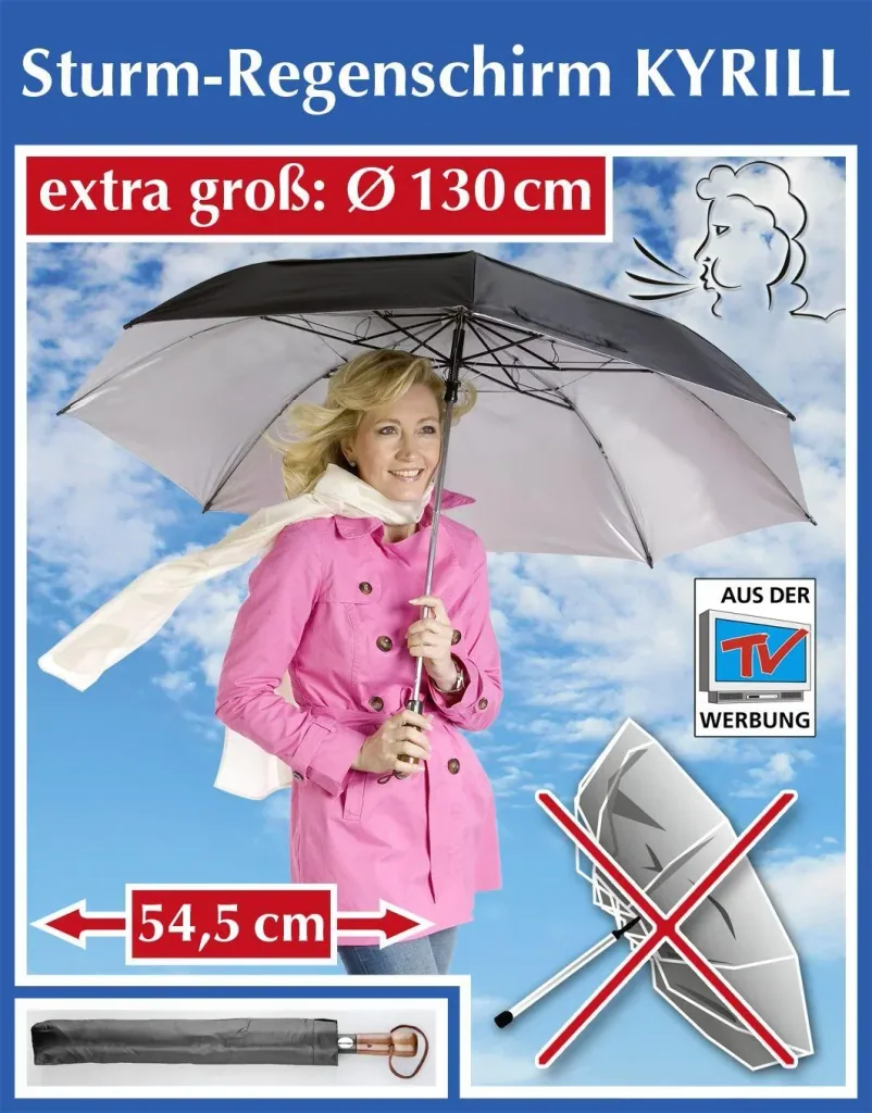 Storm umbrella "Kyrill", black/silver