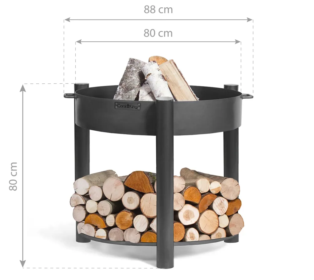 CookKing Foyer Montana 80 haut, avec rangement pour bois