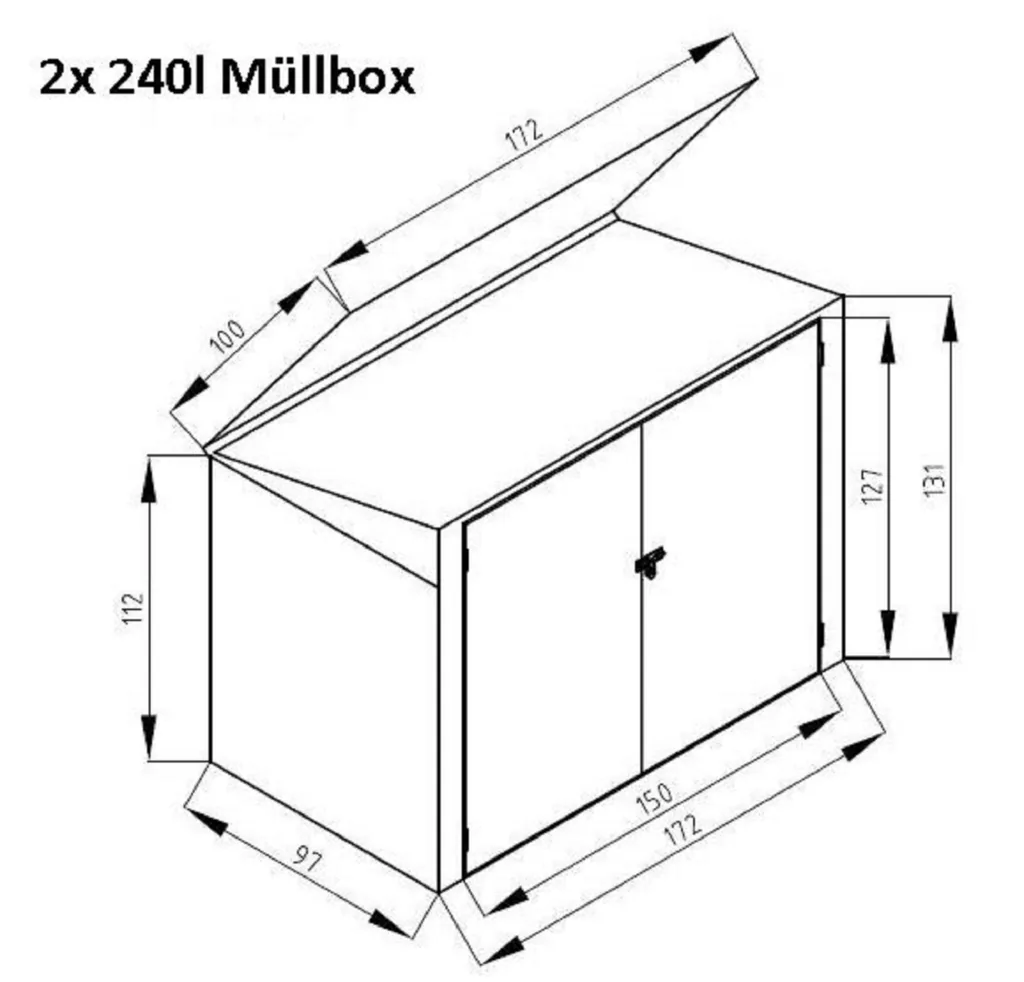 Westmann boîte à poubelles galvanisée 2×240 L