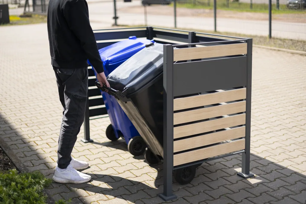 Westmann Habillage de poubelles Planum 2x 120 cm effet bois (2× 240 L)