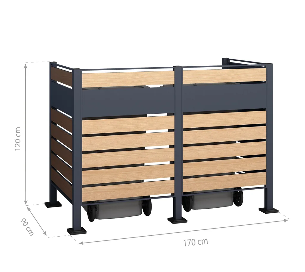 Westmann Habillage de poubelles Planum 2x 120 cm effet bois (2× 240 L)
