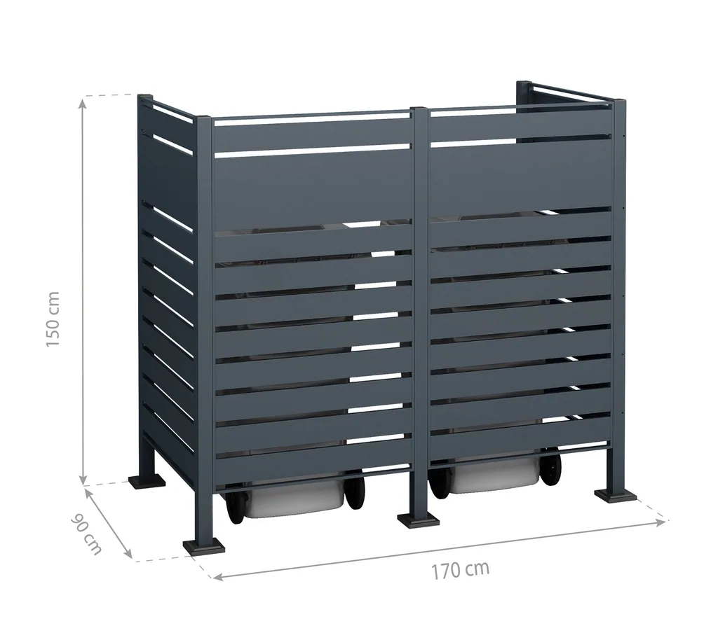 Westmann Habillage de poubelles Planum pour 2 bacs 150 cm anthracite (2× 240 L)