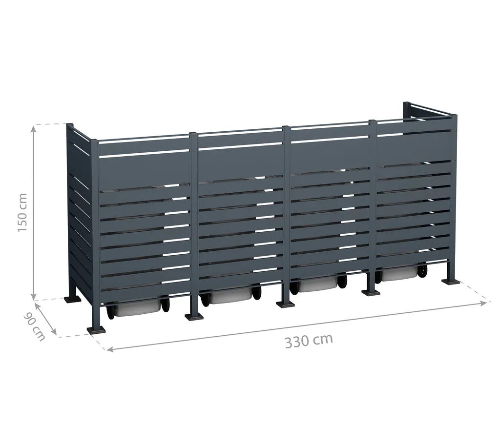 Westmann Habillage de poubelles Planum 4 places 150 cm anthracite (4× 240 L)