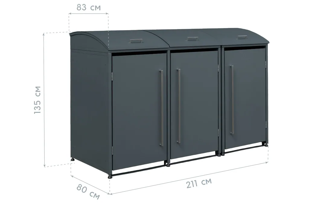 Westmann Boîte à poubelles Moderna 3 places anthracite (3× 240 L)