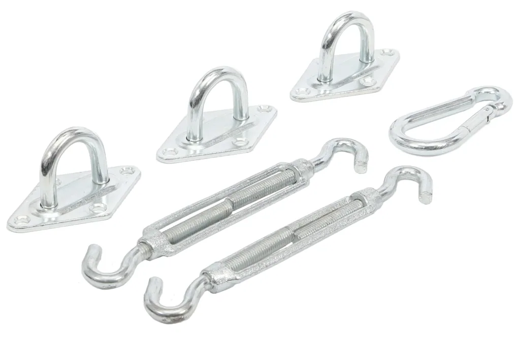 Kit d'installation pour stores et voiles d'ombrage, 6 pièces