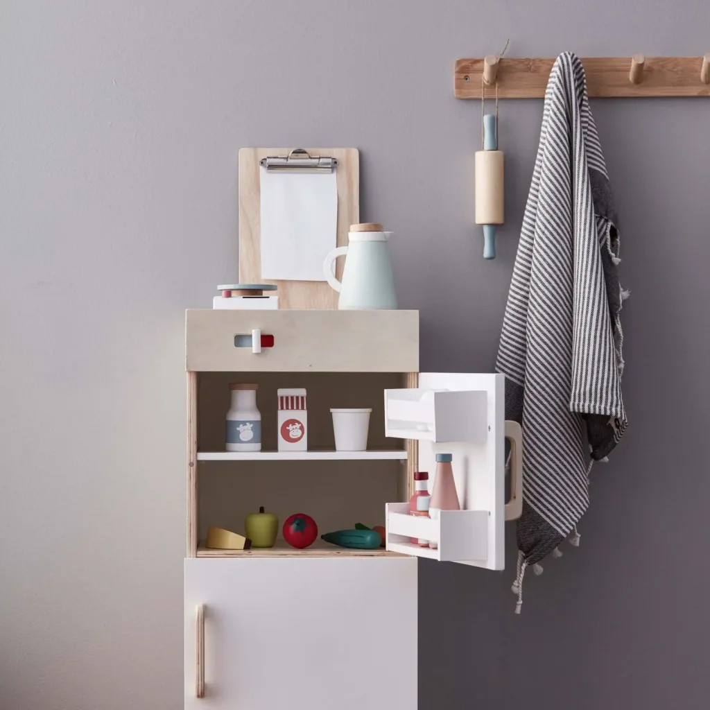 Kids Concept Réfrigérateur en bois blanc avec nature