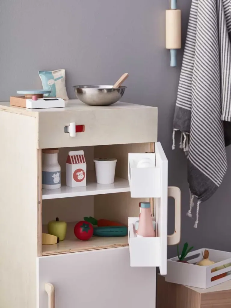 Kids Concept Réfrigérateur en bois blanc avec nature