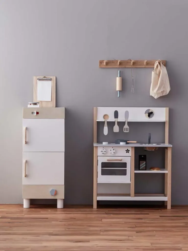 Kids Concept Réfrigérateur en bois blanc avec nature