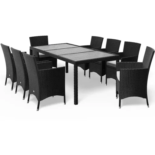 Garden set Riga Polyrotan 17-piece stackable black