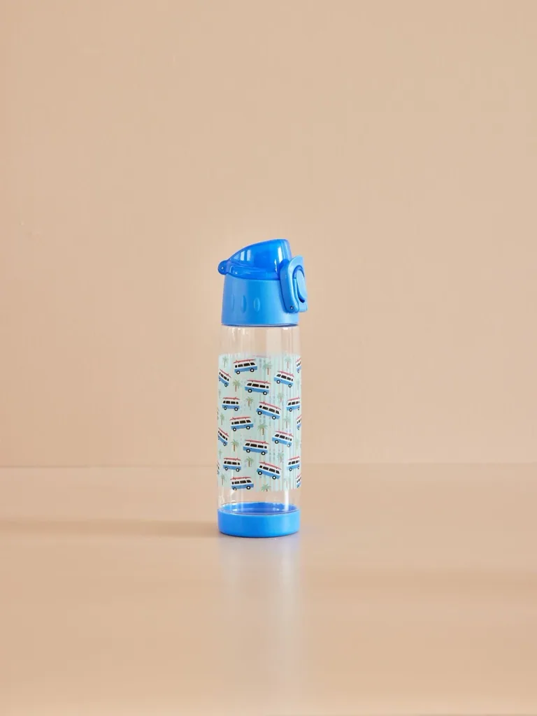 RICE gourde enfant - imprimé voiture - bleu, 500 ml, plastique