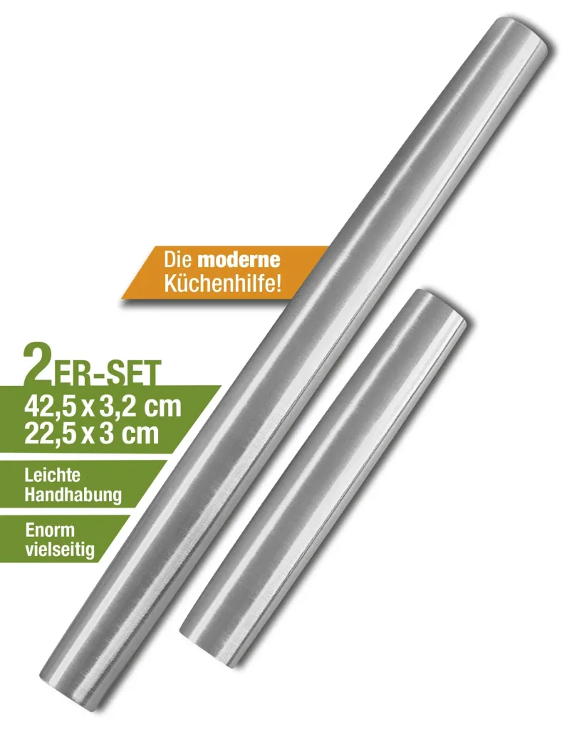 Stainless steel rolling pins, set of 2