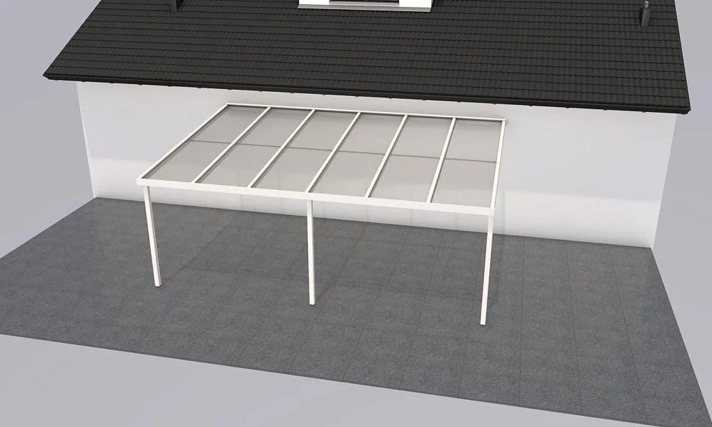 Patio roof Premium, white, 6110 x 4060 mm - Polycarbonate multi-wall sheets 16 mm, bronze