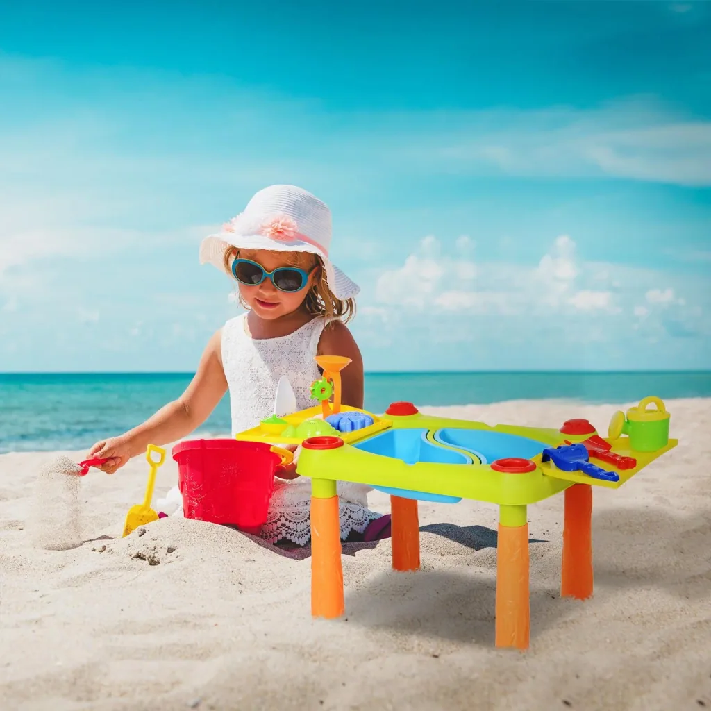 Children's sandpit table with 16-piece accessories