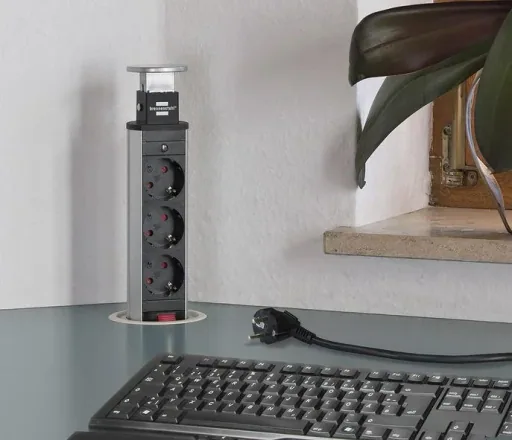 Table power strip Tower Power 3-way, 2 USB ports
