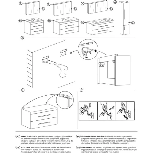 Bathroom furniture Style 60cm right - Mat White