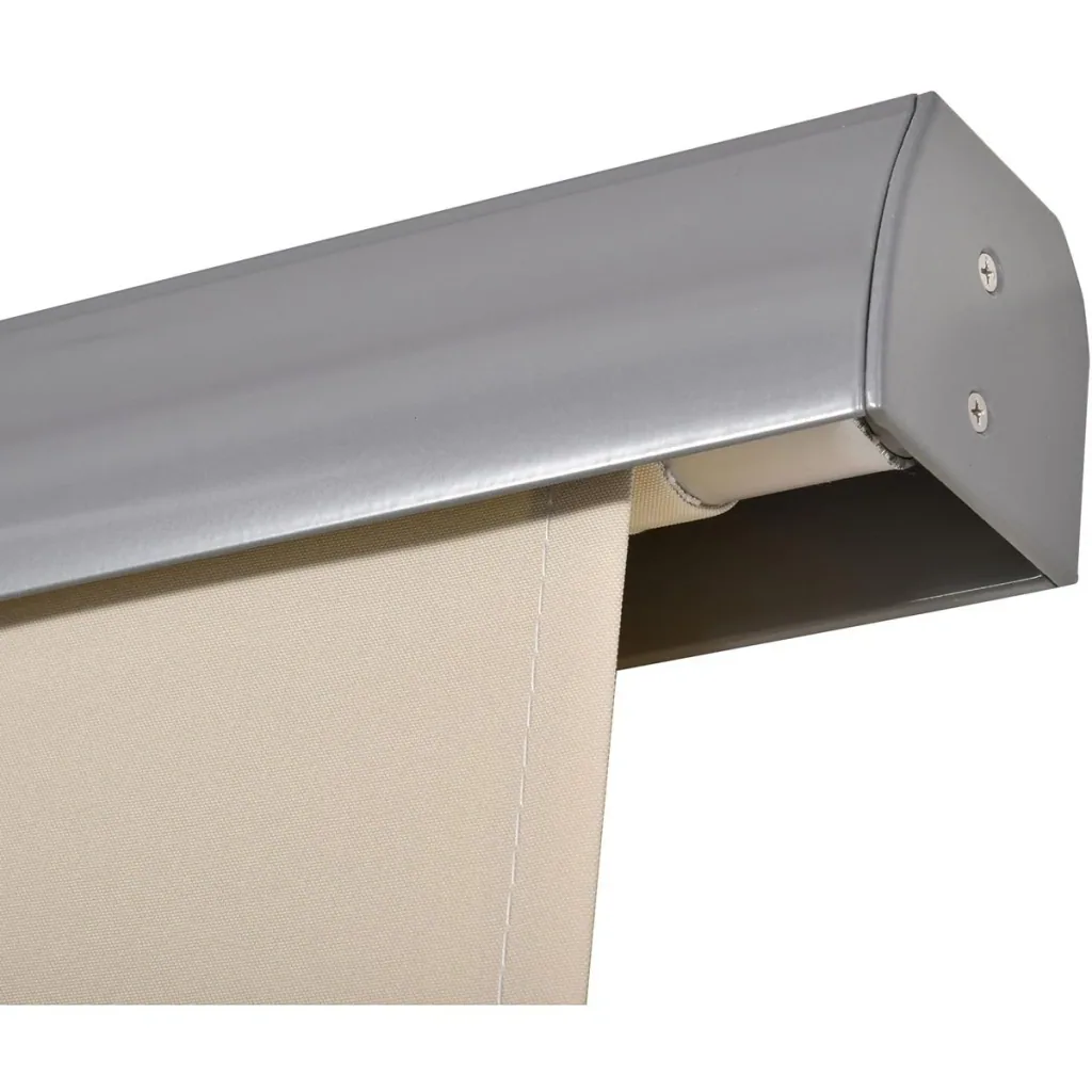 Vertical awning with hand crank cream white