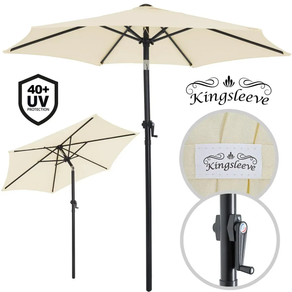 Parasol Beige Ø200cm UV protection 40+