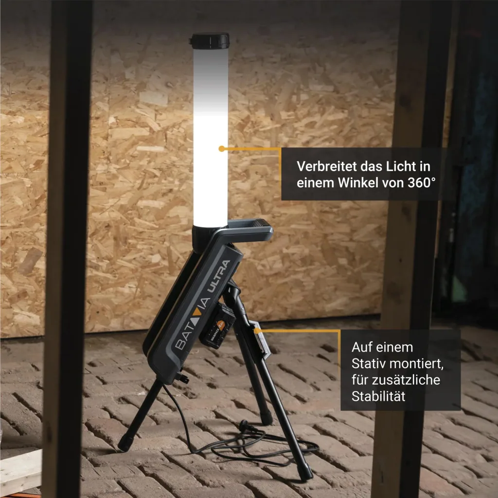 Maxxpack 18V lampe de travail LED hybride 360° avec trépied (sans batterie ni chargeur)