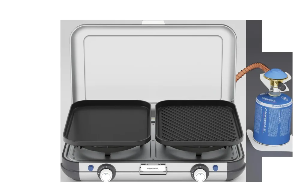 Camping Kitchen 2, Grill & Go CV, stove with two burners, two extra grill plates