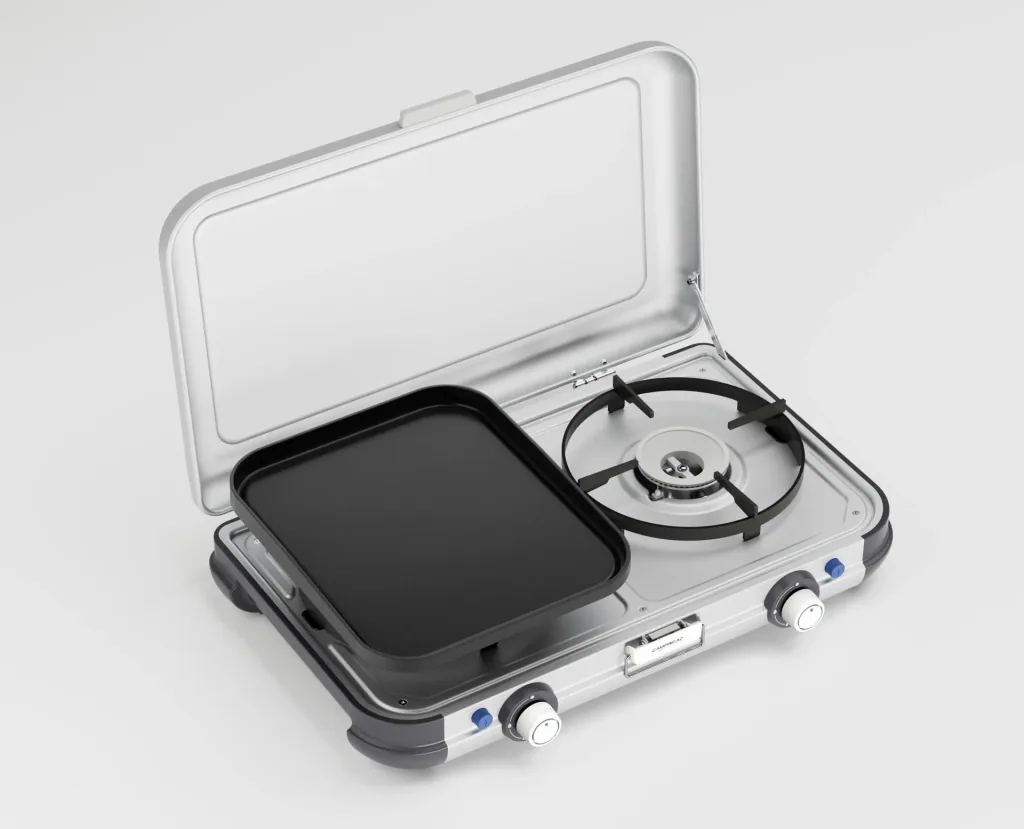 Camping Kitchen 2, Grill & Go CV, stove with two burners, two extra grill plates