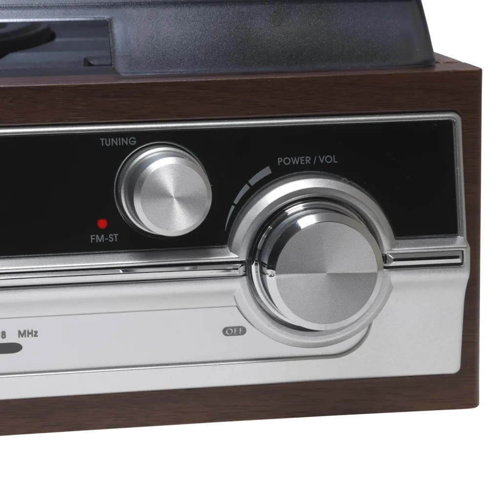 Retro record player with FM radio and built-in speakers