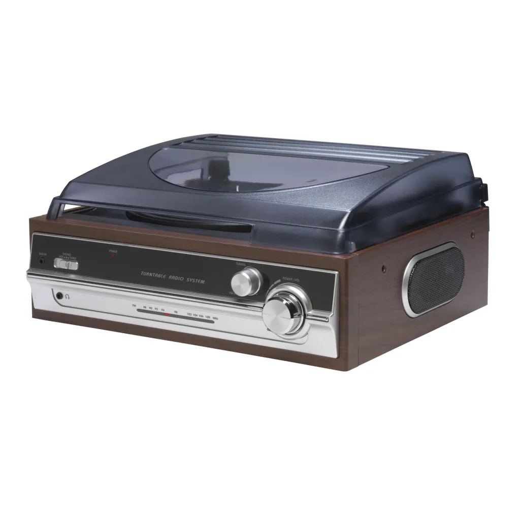 Retro record player with FM radio and built-in speakers