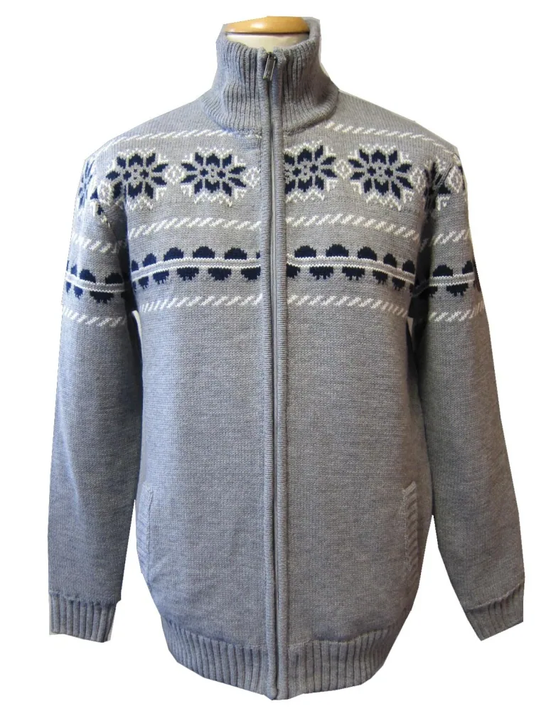 Lined cardigan, light grey, size 3XL