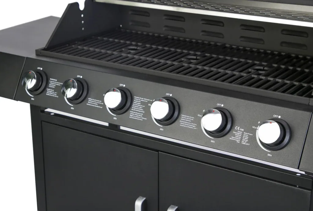 Gas grill "San Angelo", 6+1 burners, black.