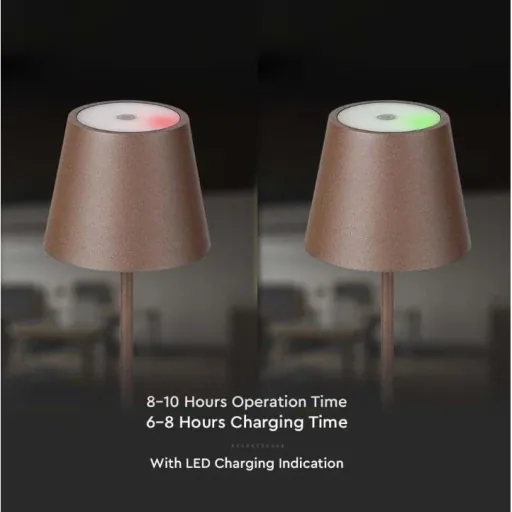VT-7522 Table Lamp - 3000K - Dimmable via Touch - Rechargeable - Brown - IP54