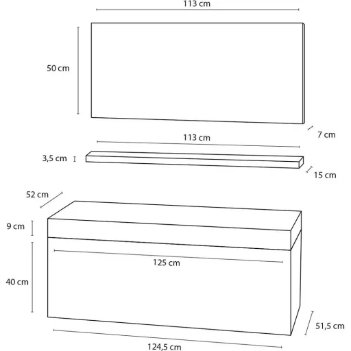 Bathroom furniture Force 125 cm - Grey