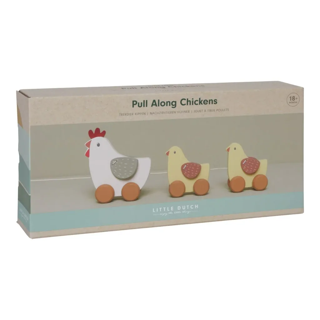 Little Dutch Jouet à tirer en bois – Poule : Favorise la motricité et l'apprentissage de la marche (dès 18 mois)
