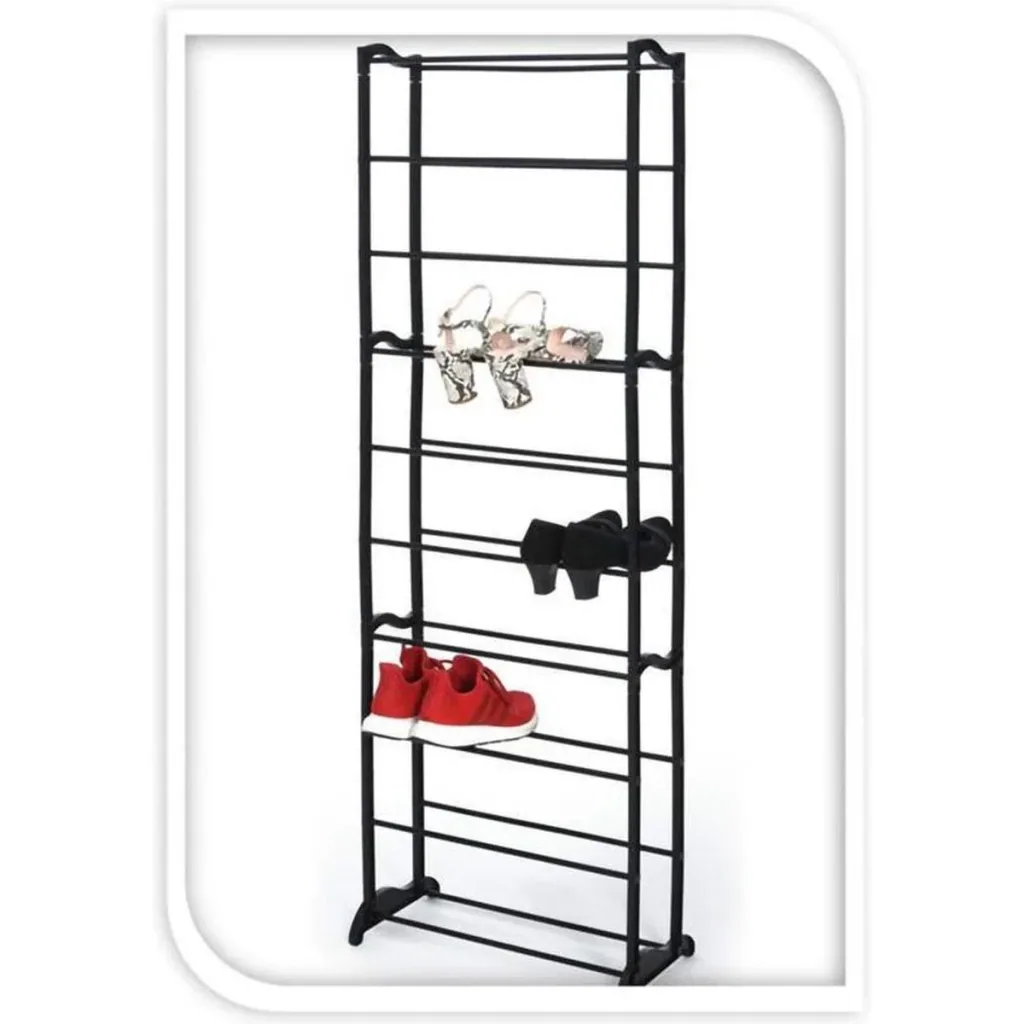 Storage Solutions Shoe Rack - 10 Layers - Metal - Black