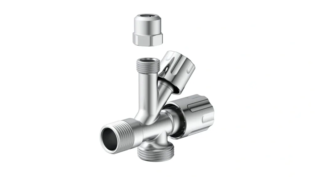 Combi angle valve 1/2"AG x 3/4"AG x 3/8"AG x 10 mm
