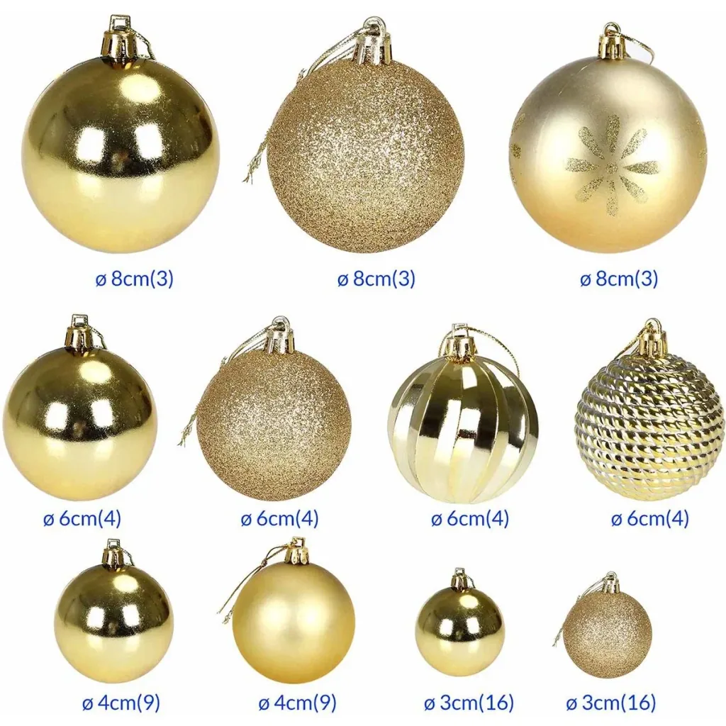Christmas balls - Christmas tree decorations - gold 103 pieces