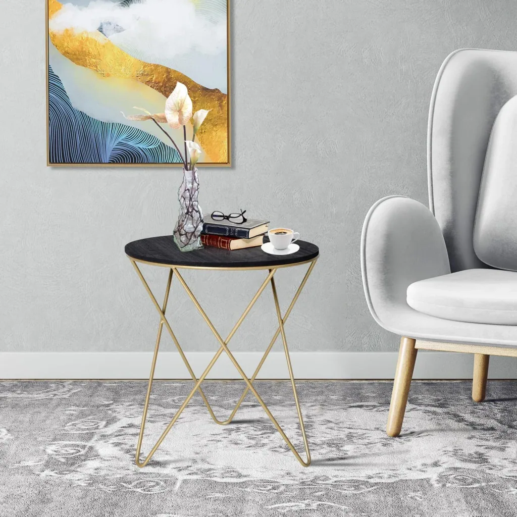 Side table with black wooden top