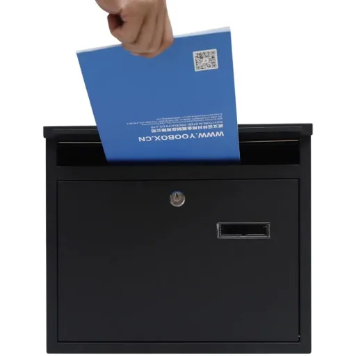 Mailbox with 2 buttons - black - 310x360x100 mm