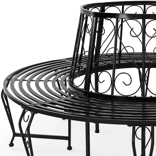 Tree bench - Garden bench - Black - Metal - Ø160 cm