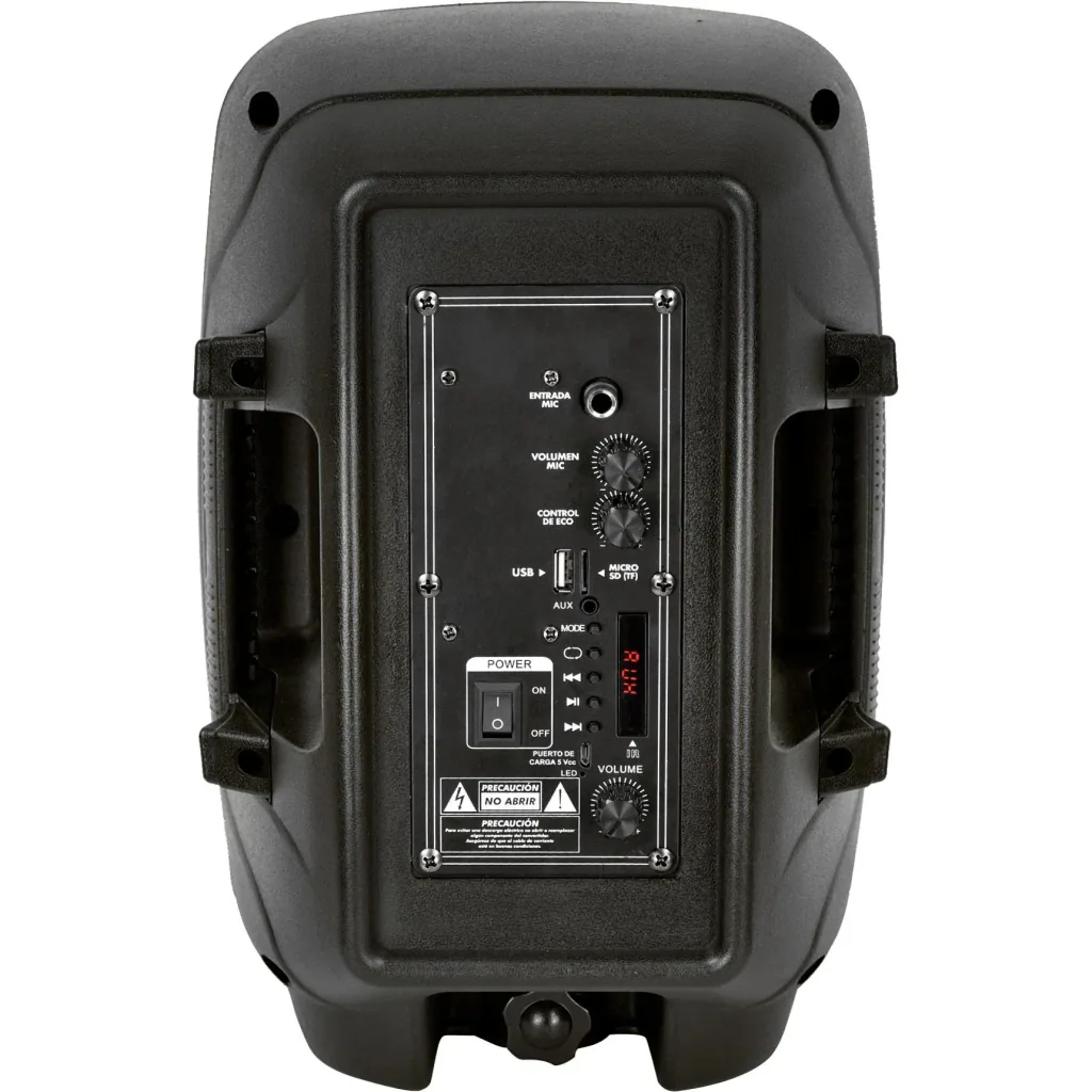 VT-6208 Portable battery-powered speaker with Bluetooth, wired microphone and LED light effect - RGB - 15W