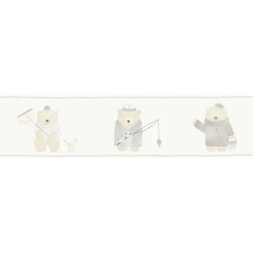 Casadeco My Little World bordure ours de mer gris marron clair