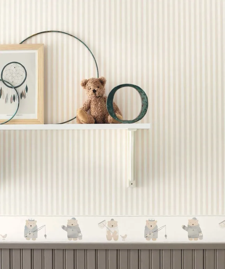 Casadeco My Little World bordure ours de mer gris marron clair