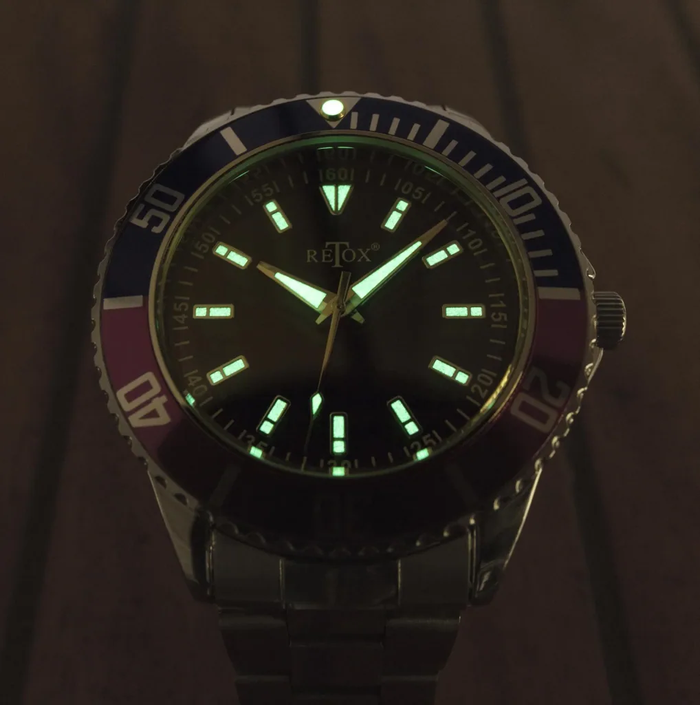 Men's wristwatch, "Retox-Master" with 2-tone bezel and stainless steel bracelet, 3 bar water resistant