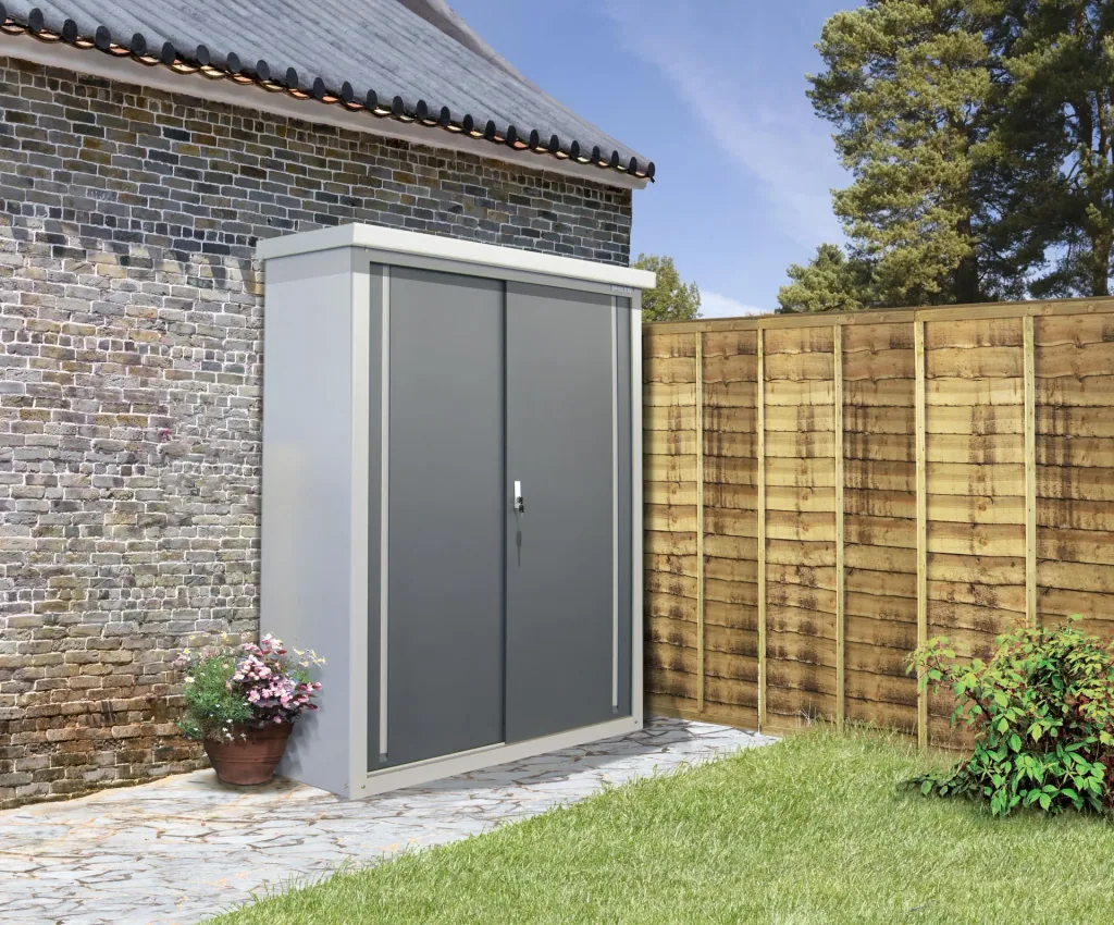 Abri de jardin Guardian D63 176×98×187 cm Anthracite – Acier Aluzinc, 2 portes coulissantes