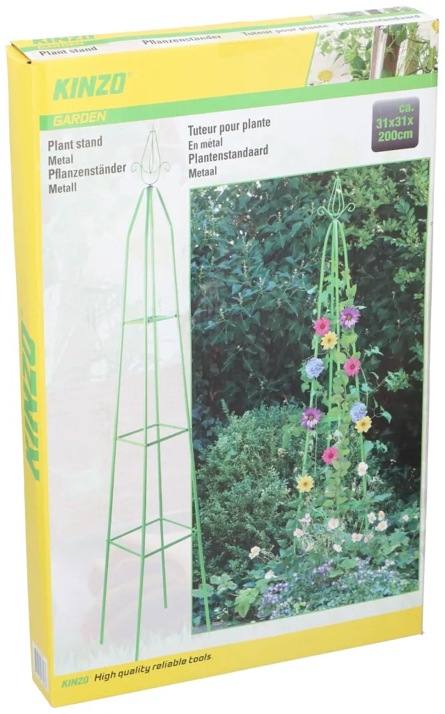 Plant stand, green, dimensions 31 x 31 x 200 cm