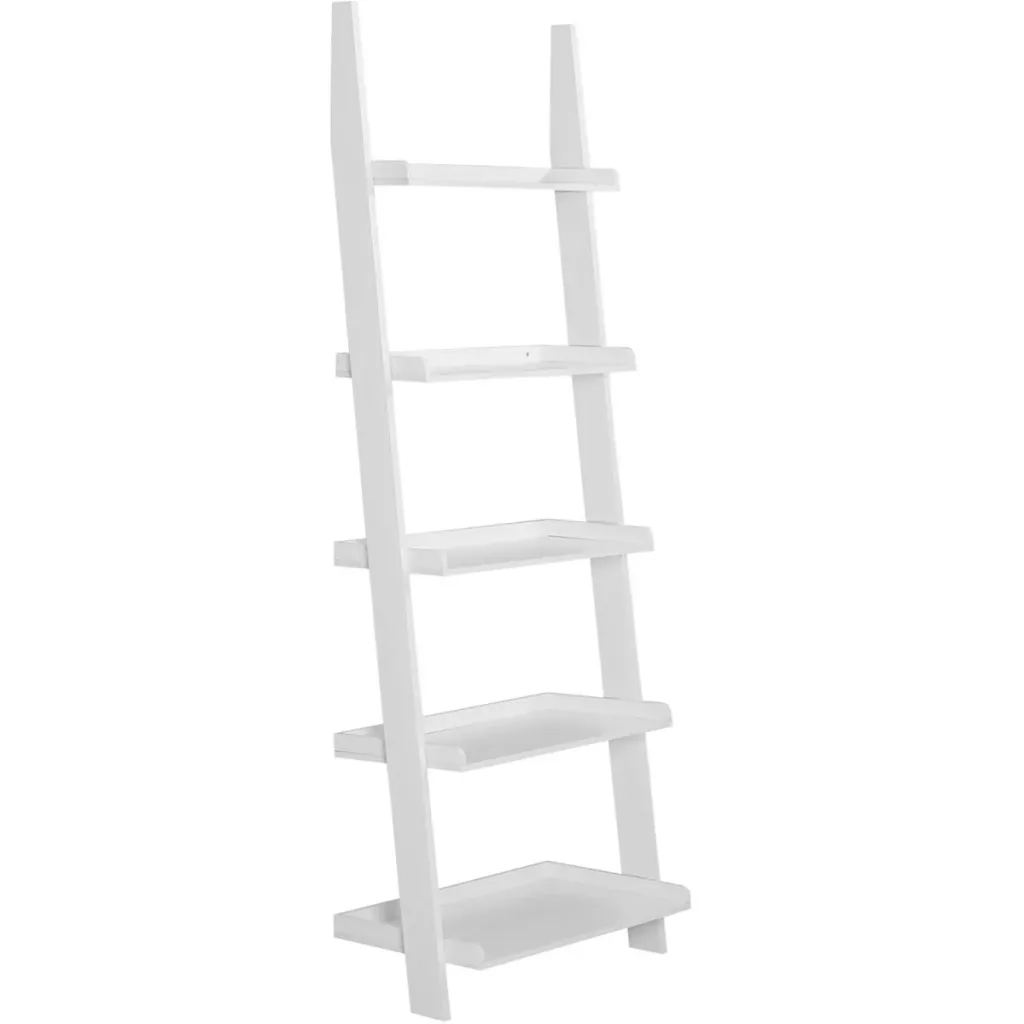 White wall shelf with 5 shelves 180 x 64 cm