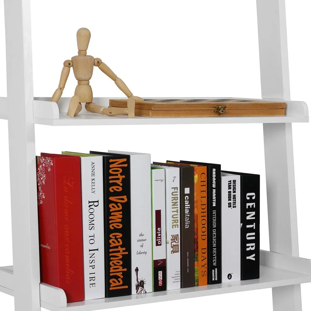 White wall shelf with 5 shelves 180 x 64 cm